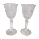 2 Arques crystal red wine glasses, cut diamonds