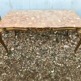 Table low brass and marble Louis XV