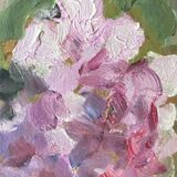 Old oil painting of hydrangeas