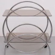 Art Deco style Two Tier smoked Glass Chrome Bar Card 1970s Sweden