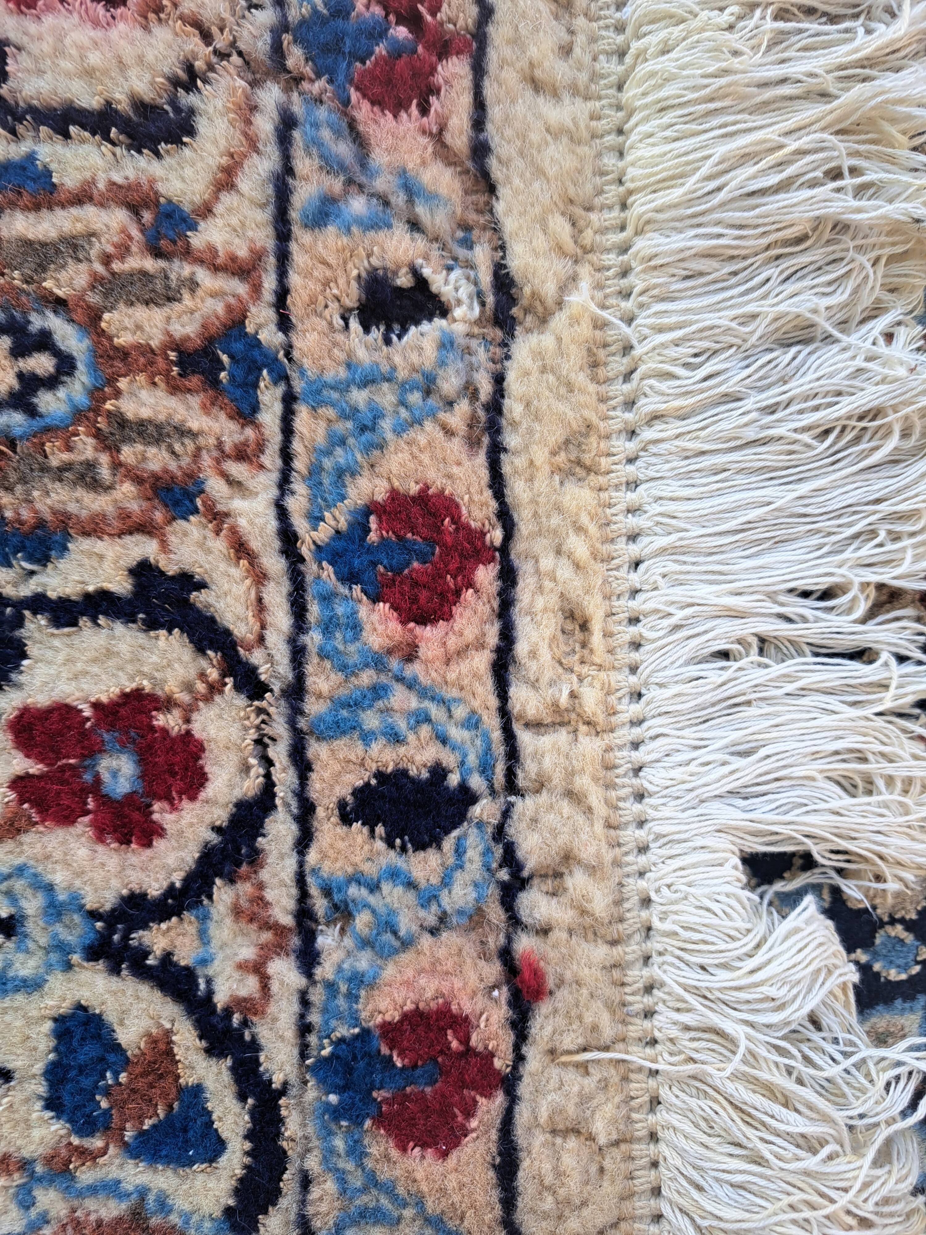 Nain carpet, floral patterns, blue and red, 116x200cm, Iran