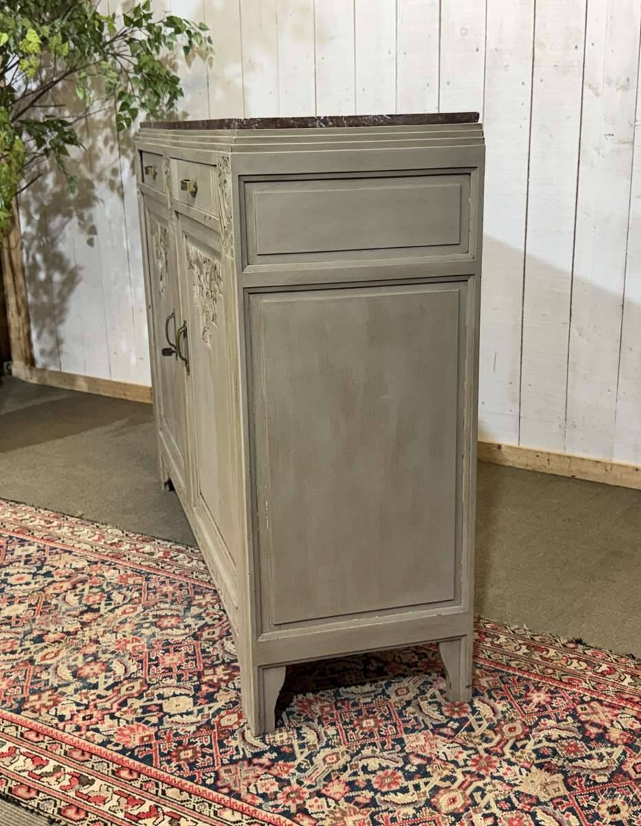 Art Deco sideboard in walnut, oak and marble top.