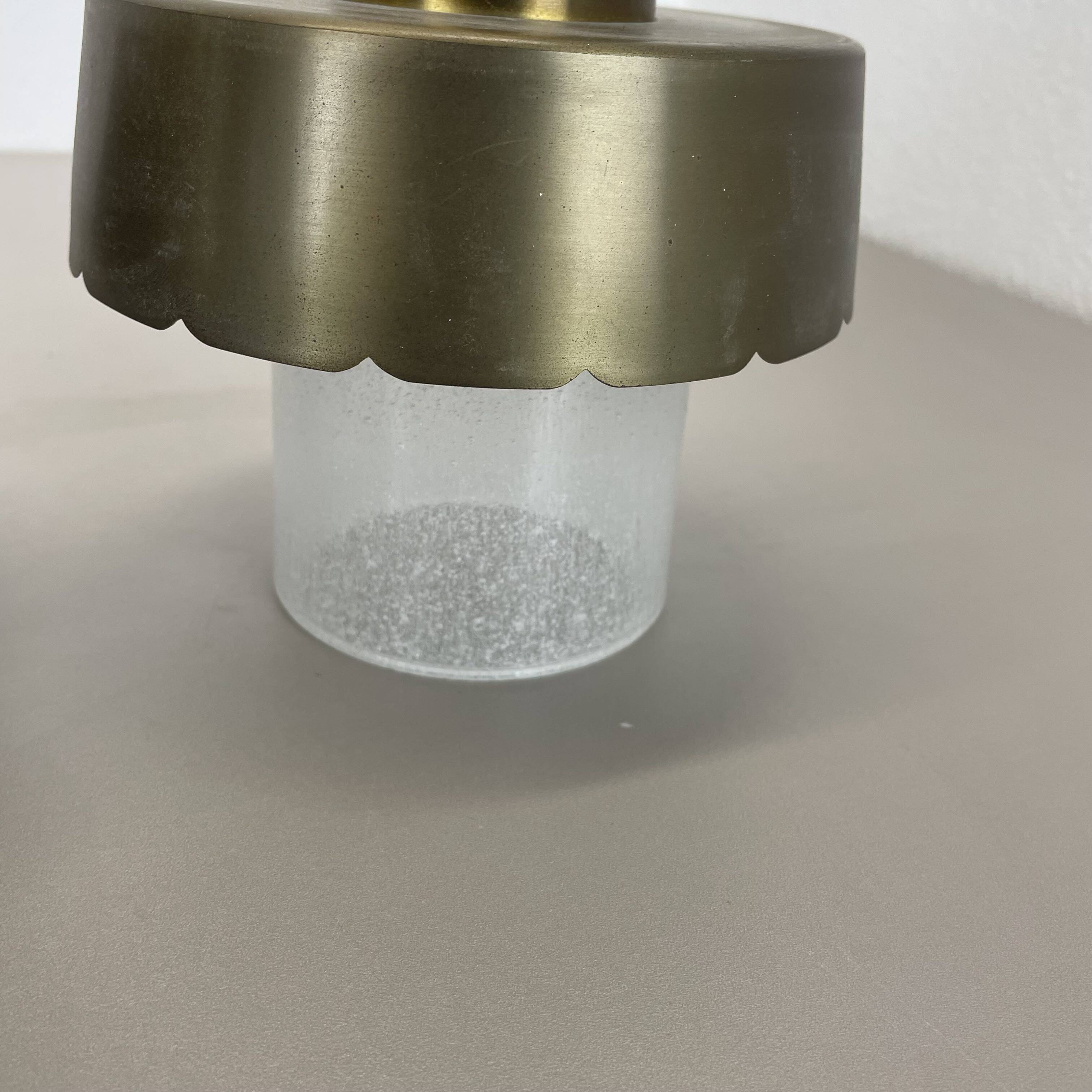 Set of two minimalist Brass and glass "tube" Ceiling Light, Italy 1970s