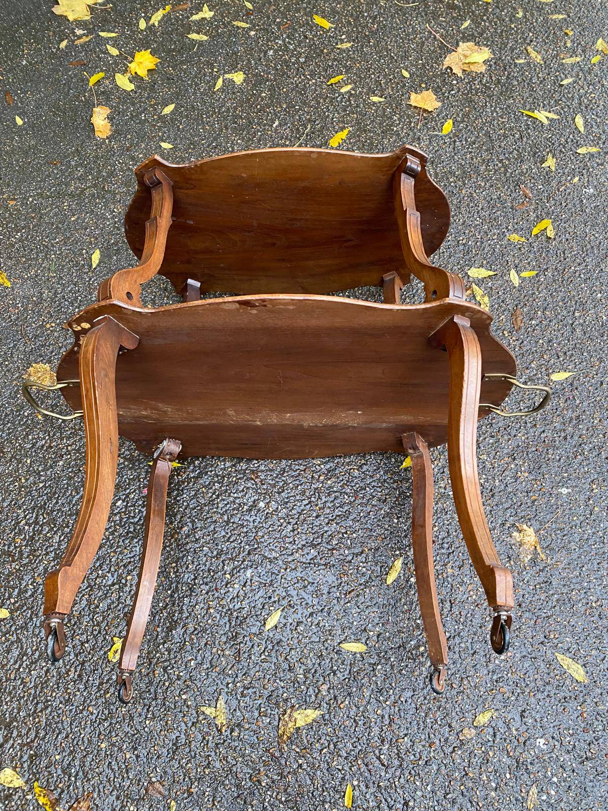 19th century solid wood serving cart