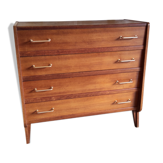 Commode 4 tiroirs en bois massif années 60