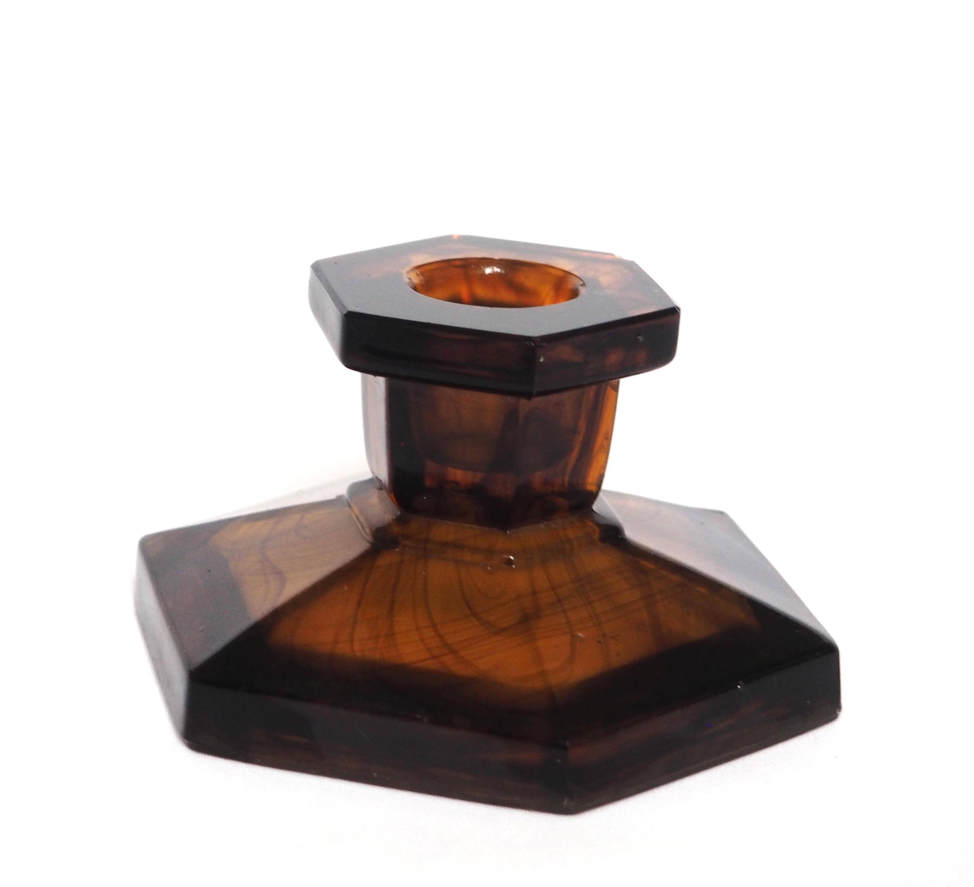 Davidson amber glass candle holder