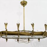 After Pietro Chiesa Italian Brass 12 Lights Candelier Fontana Arte
