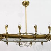After Pietro Chiesa Italian Brass 12 Lights Candelier Fontana Arte