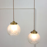 Vintage Murano Glass & Brass Pendant Lamp