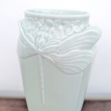 Christofle ceramic vase "Dragonflies" celadon