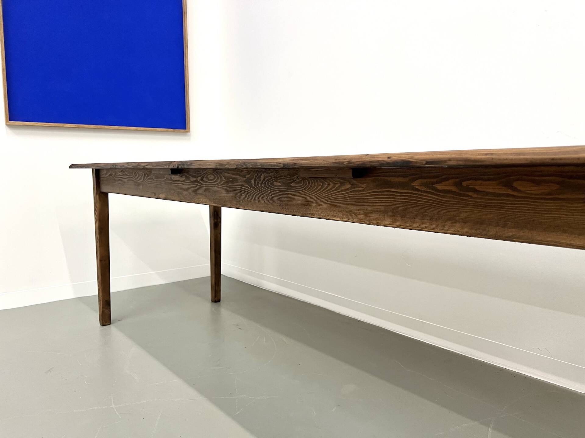 Large solid pine farmhouse table with spindle legs