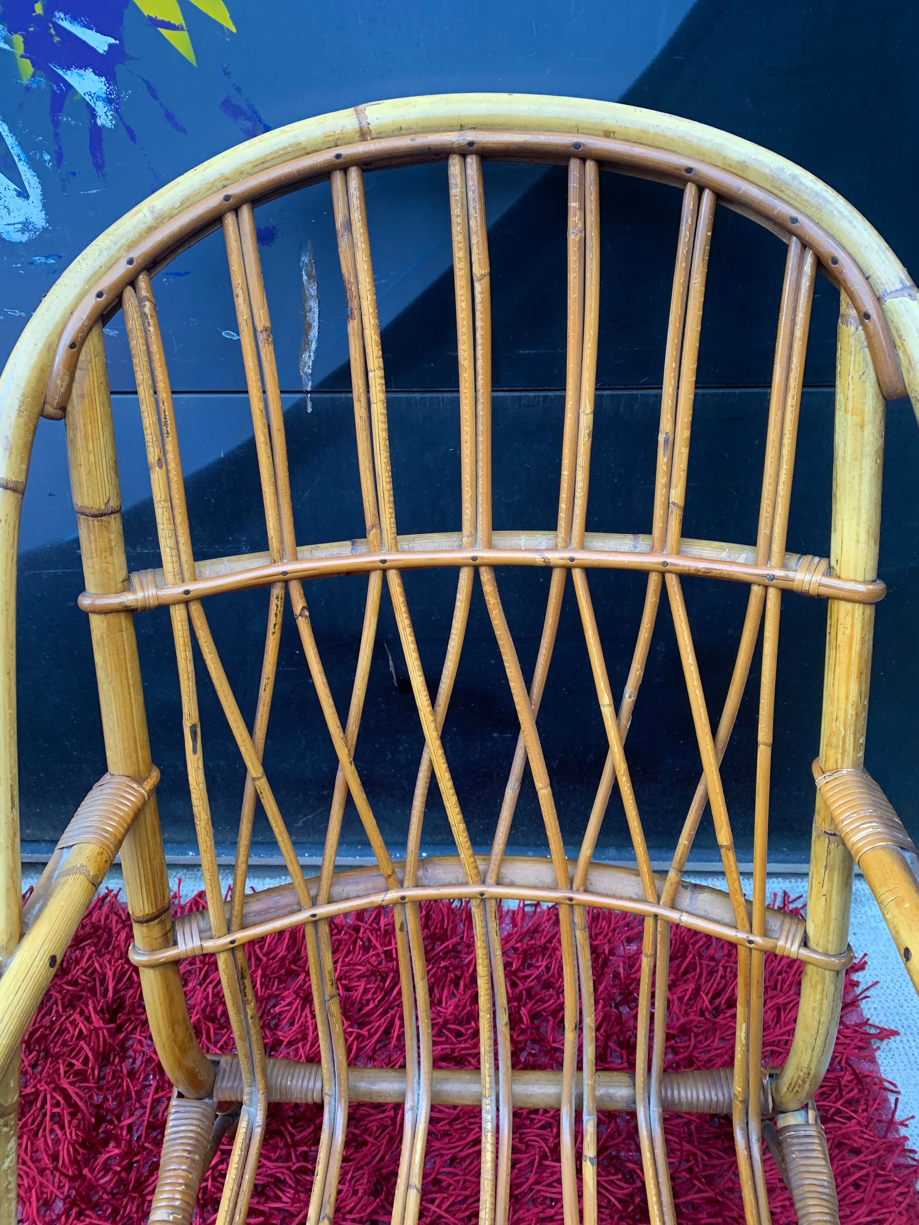 Pair of rattan chairs with cushions Audoux Minnet
