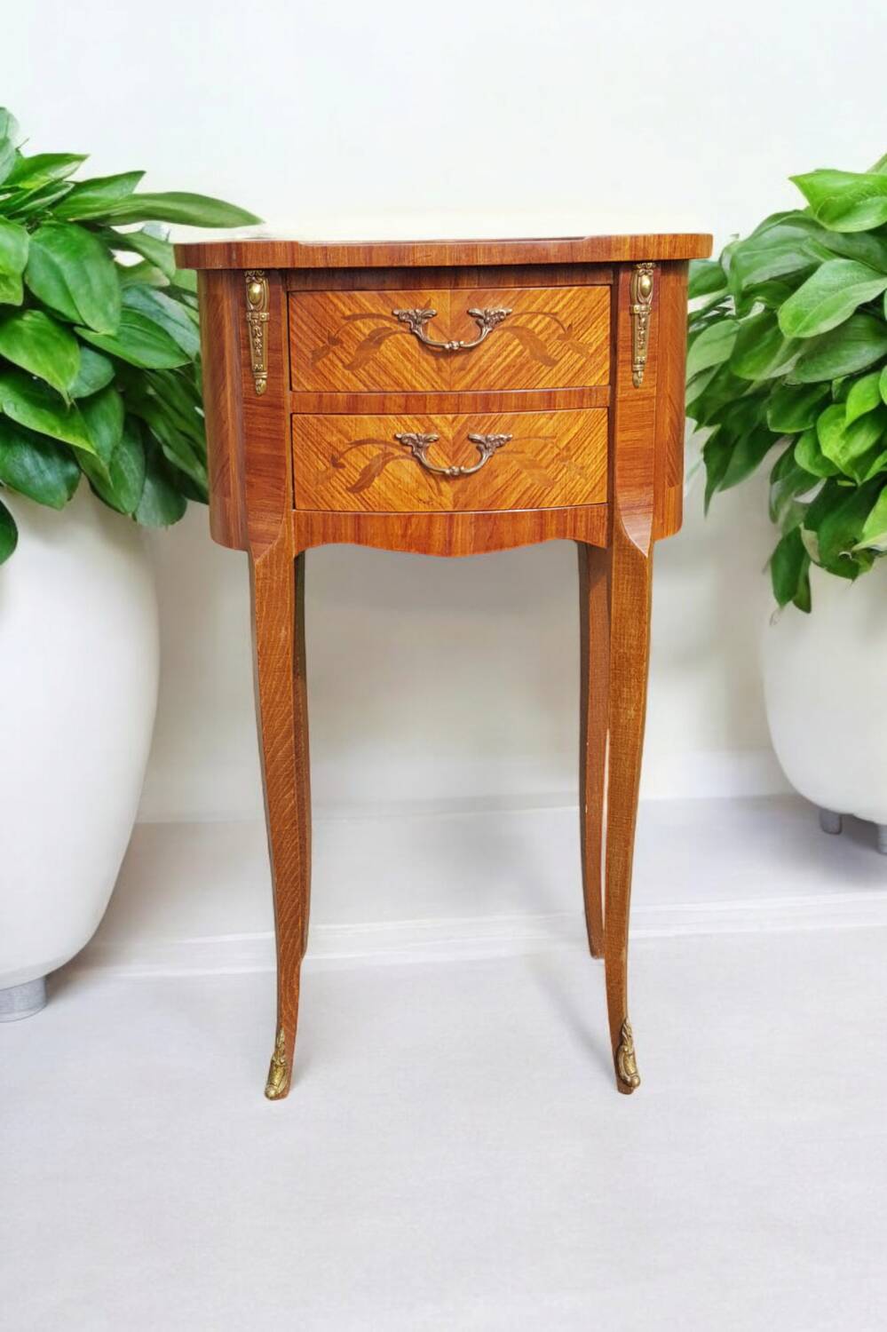 Louis XV style bedside table with marquetry
