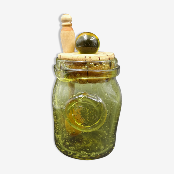 Small moutardier in bubbled glass from Biot - Complete - Around 1960