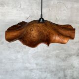 Large pendant light in corrugated teak leaf (Large D:60 H:20)