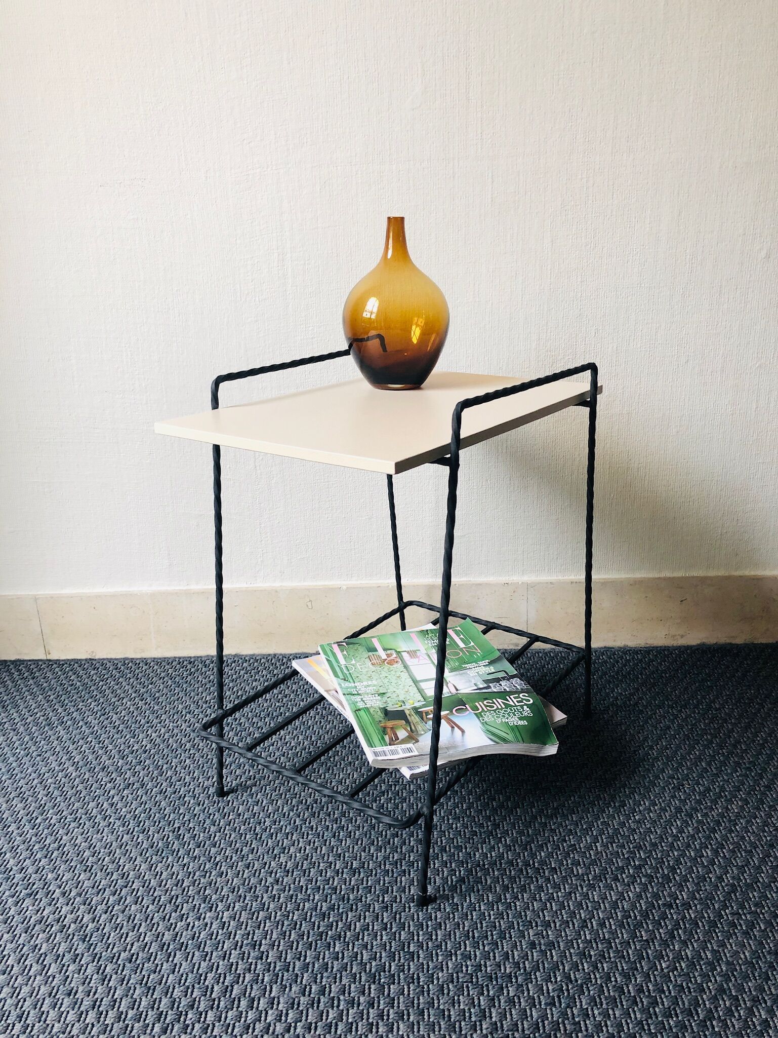 Metal and wood side table