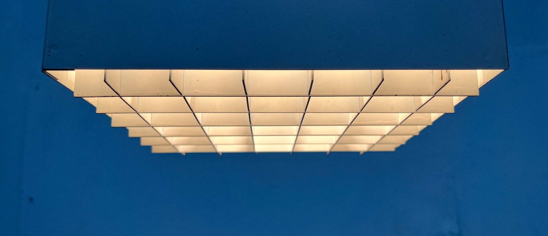 Modern minimalist cube ceiling light from the mid-century, Finland, 1960s.