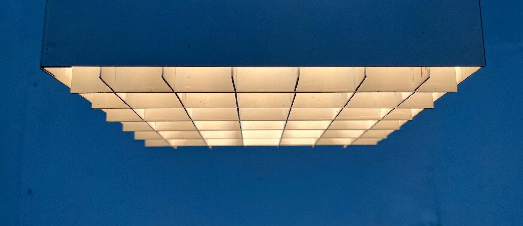 Modern minimalist cube ceiling light from the mid-century, Finland, 1960s.