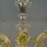 Venetian chandelier in colorless and green Murano glass, 6 light arms circa 1940