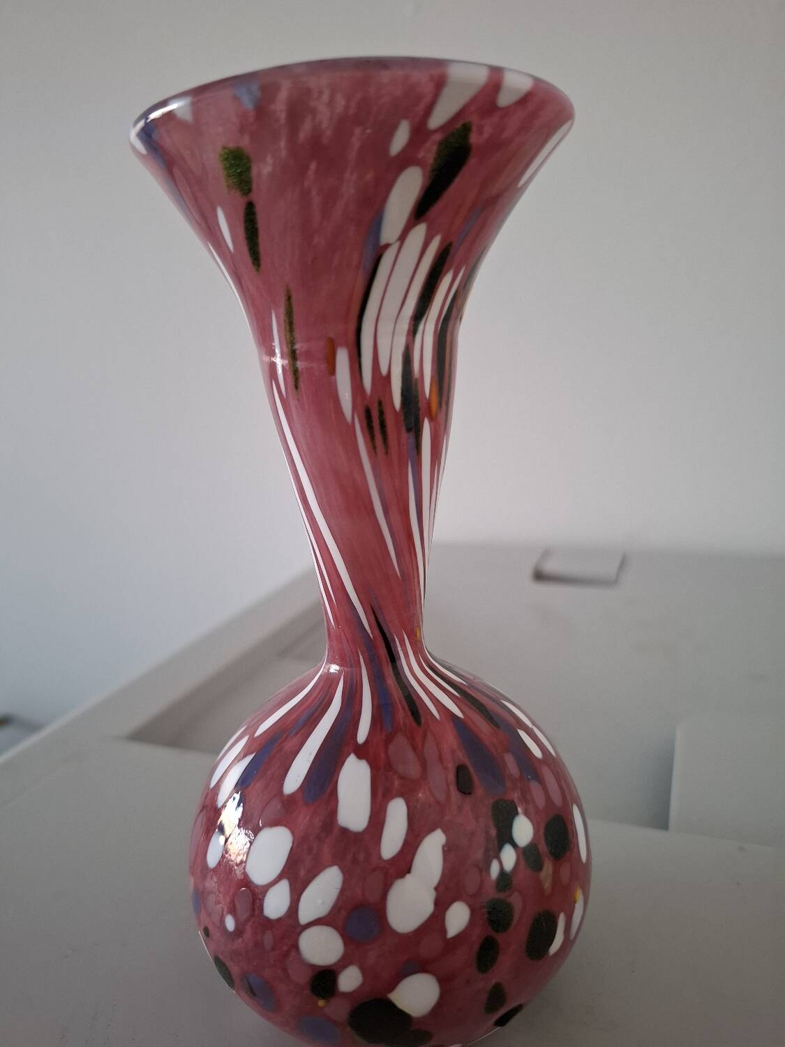 Speckled blown vase by Briot