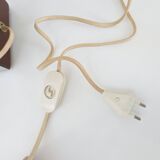 Lampe en métal chromé et simili-cuir marron, 1970