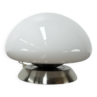 Lampe de table en verre blanc des années 70 avec interrupteur tactile