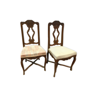 Pair of Regency style chairs in natural wood XIX century