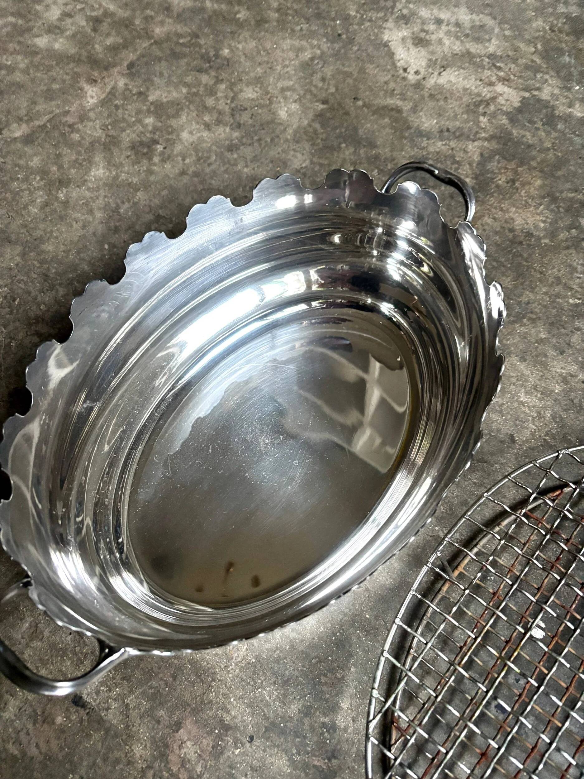 Glass cooler, silver-plated metal bottle