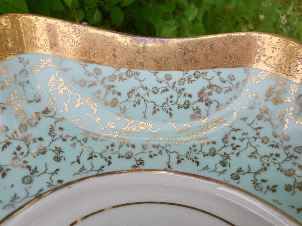 Saladier drapé Limoges guirlandes florales or flamboyant