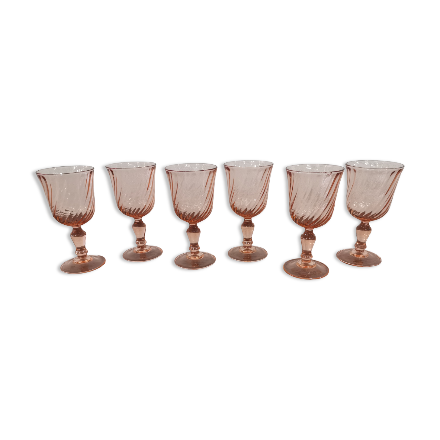 Set of 6 pink twisted wine glasses "Rosaline" Luminarc France