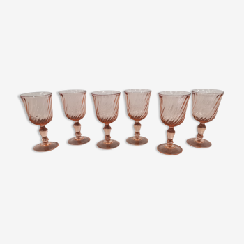 Lot de 6 verres à vin torsadé rose "Rosaline" Luminarc France