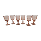 Set of 6 pink twisted wine glasses "Rosaline" Luminarc France