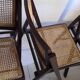 Trio de chaises pliantes en bois & cannage vintage années 60