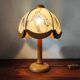 Lampe de table vintage verre et bois