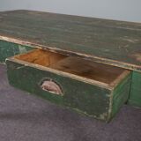 Farm dining table in pastry French green pine