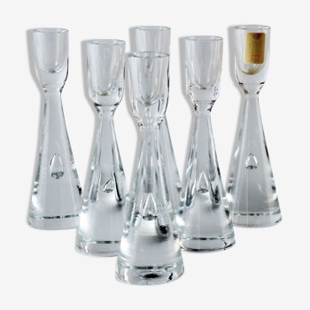 6 small glass candle holders by Bent Severin for Holmegaard