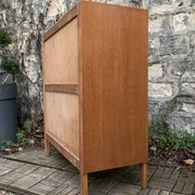 Vintage chest of drawers with compass feet, oak, original patina, 1950s