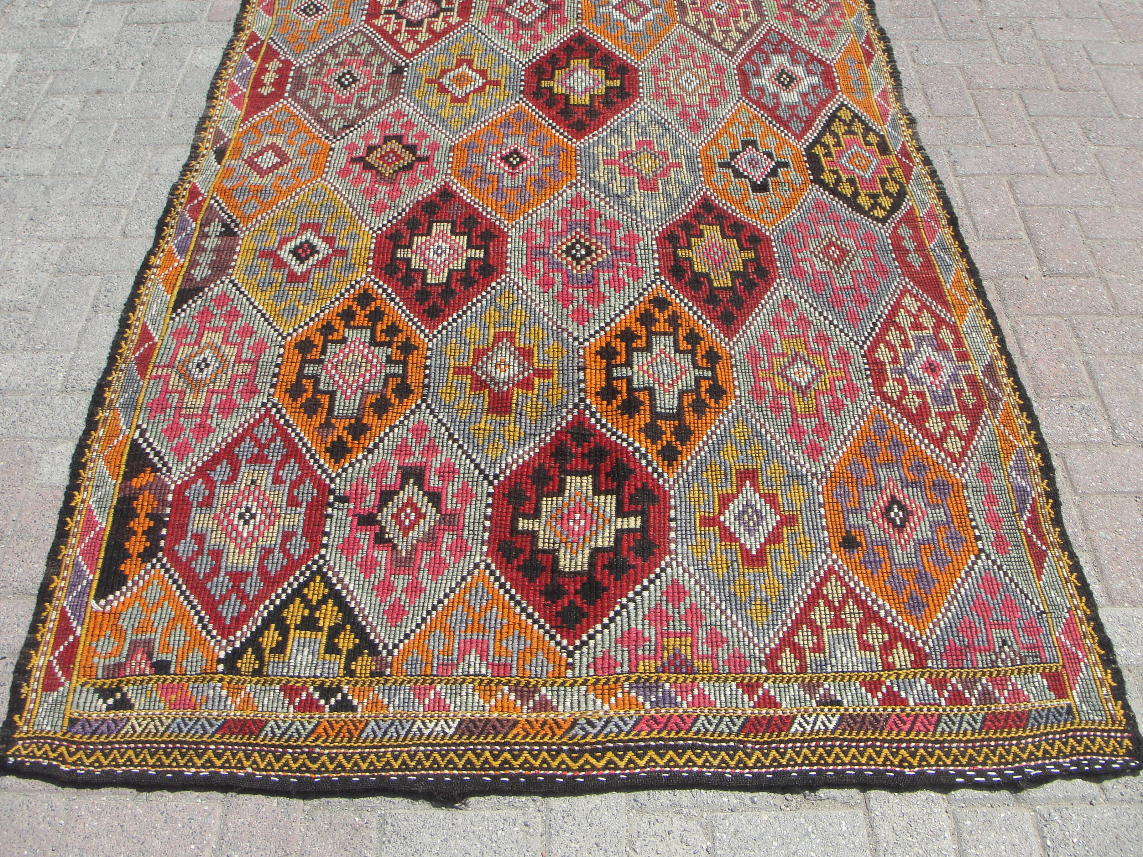 Large Kilim Rug, Vintage Rug, Home Decor rug, Turkish Kilim