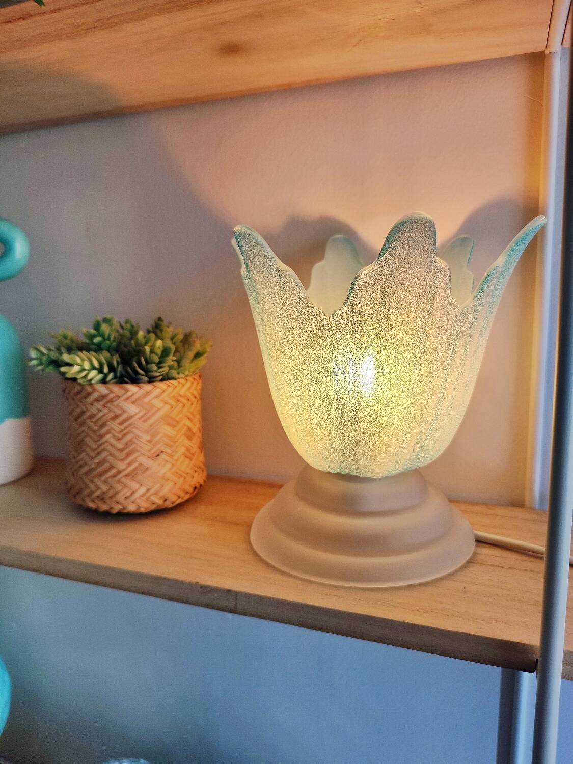 Adorable vintage glass table lamp