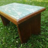 wooden stool on top skaï, vintage