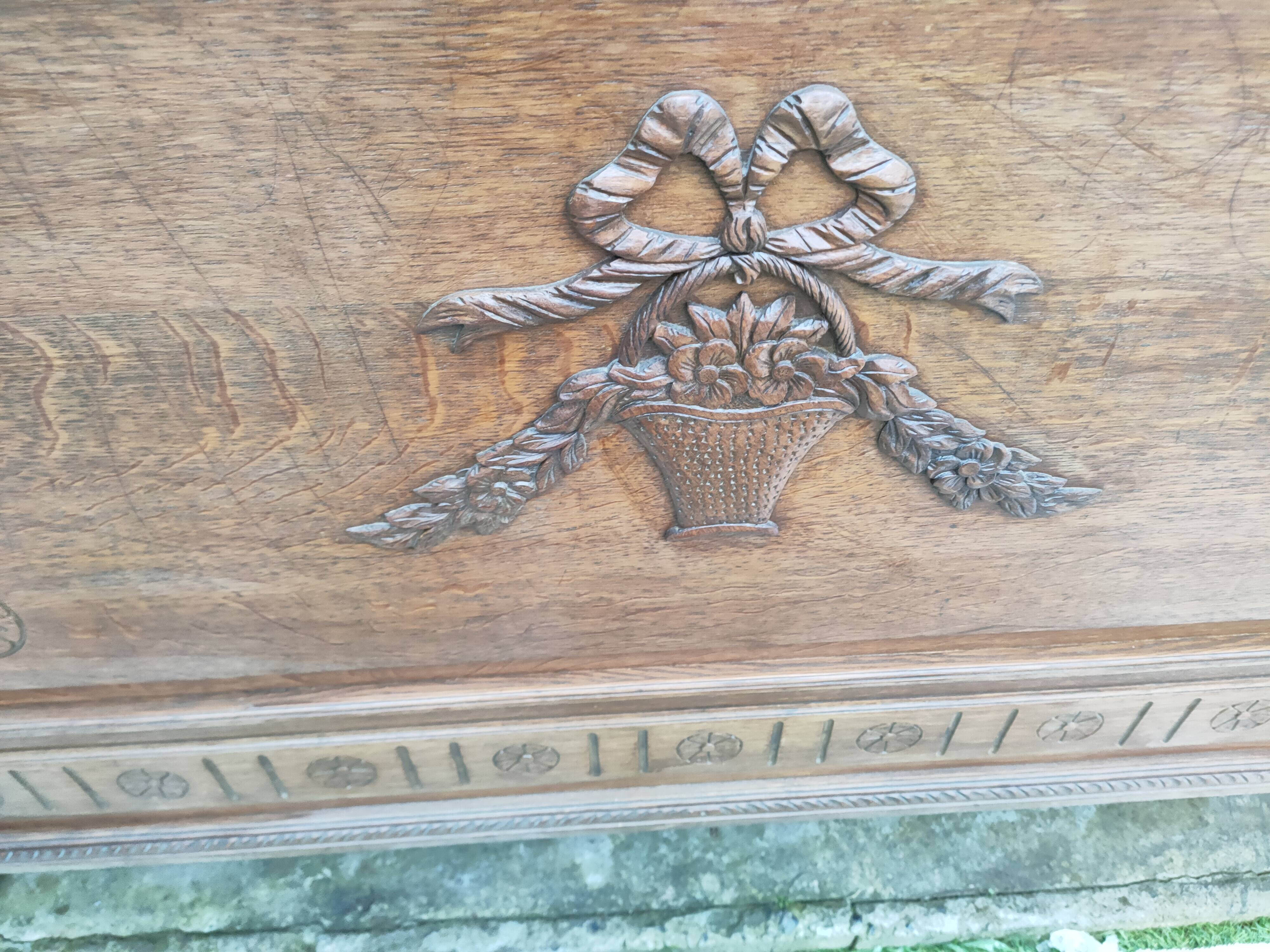 antique solid oak headboard