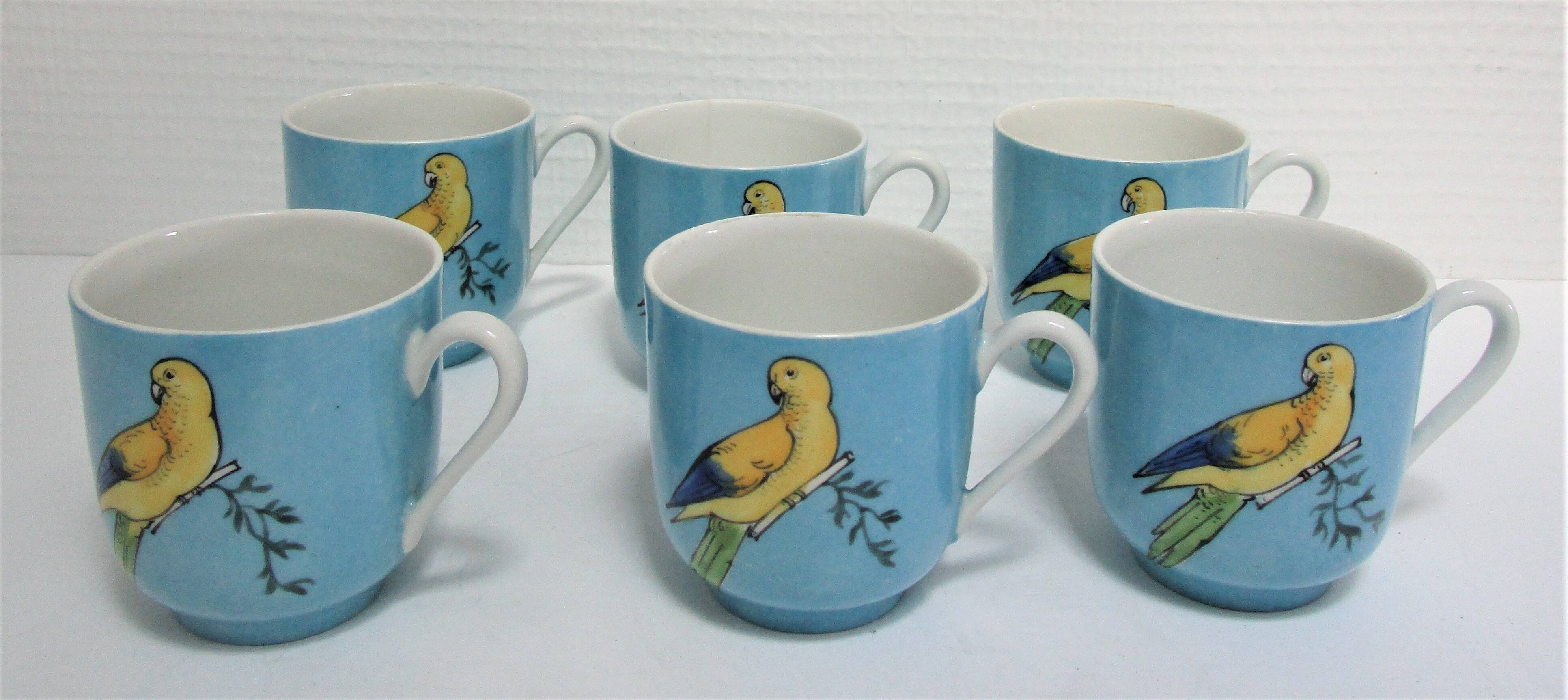 Limoges porcelain parakeet decor coffee service