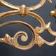 Antique three-light openwork brass church candelabrum.