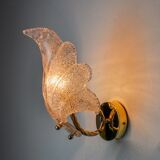 Frosted leaf wall lamp, murano glass, italy, 1970