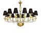 Minimalist Modern Linear Murano Glass Chandelier with Gold Leaf Accents