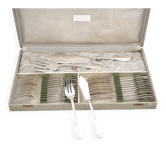 Ercuis Valois, Uniplat fish cutlery set 26 pieces silver-plated, excellent condition.