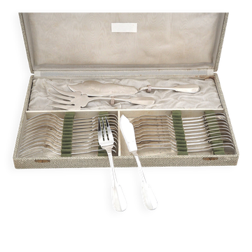 Ercuis Valois, Uniplat fish cutlery set 26 pieces silver-plated, excellent condition.
