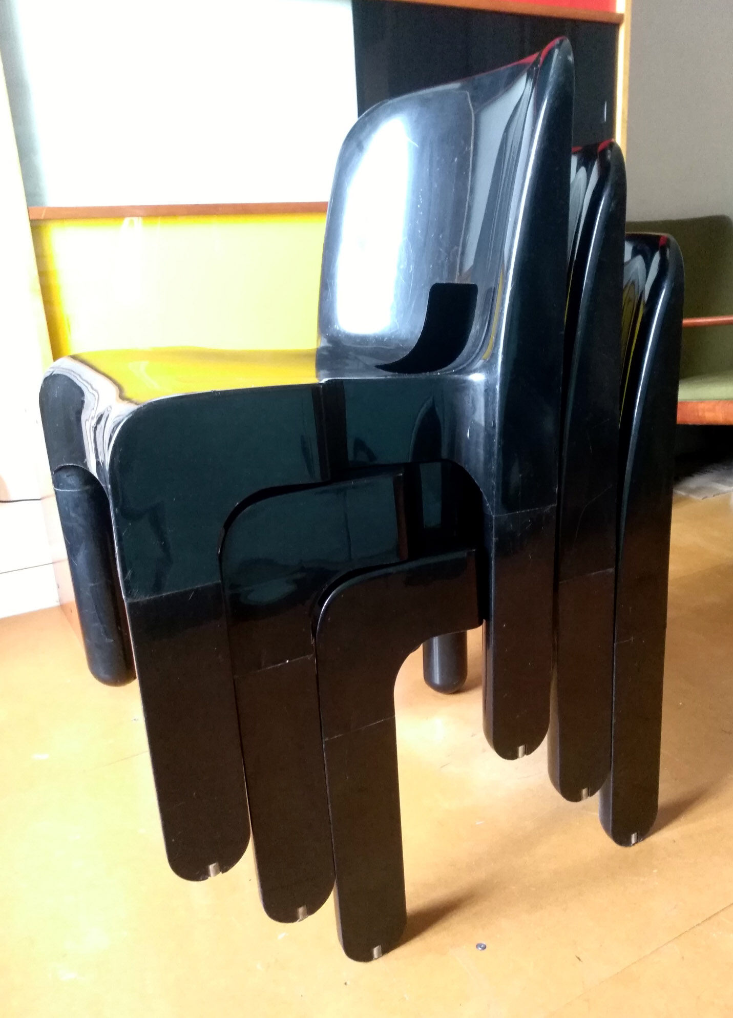 Set of 3 chairs universal chairs 4868/69 Joe Colombo 1974