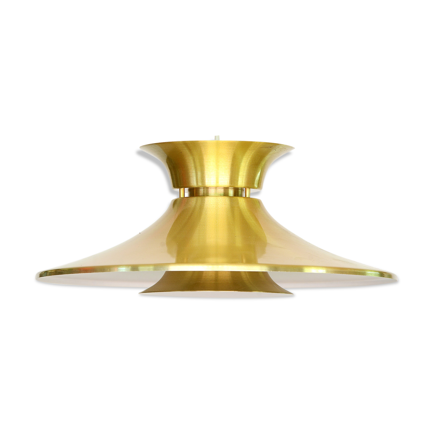 Brass colored aluminium pendant light, Denmark 1970s