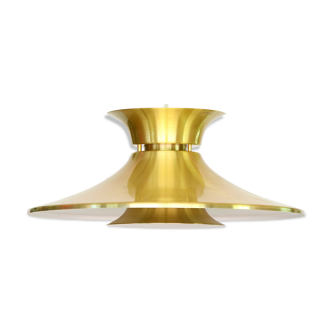 Brass colored aluminium pendant light, Denmark 1970s